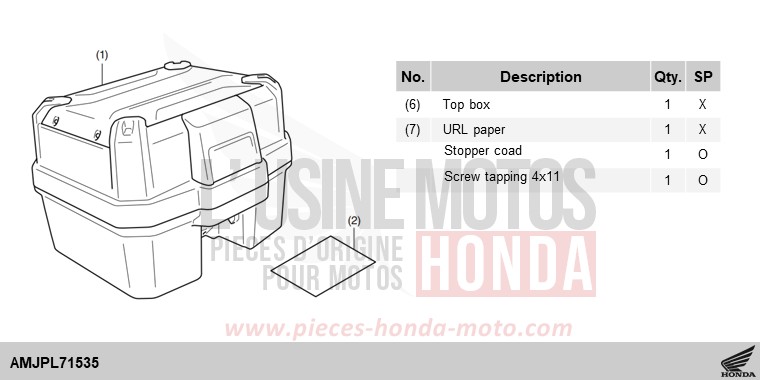 KIT,TOP BOX 38L de Africa Twin DCT MAT BALLISTIC BLACK METALLIC (NHA86) 2024